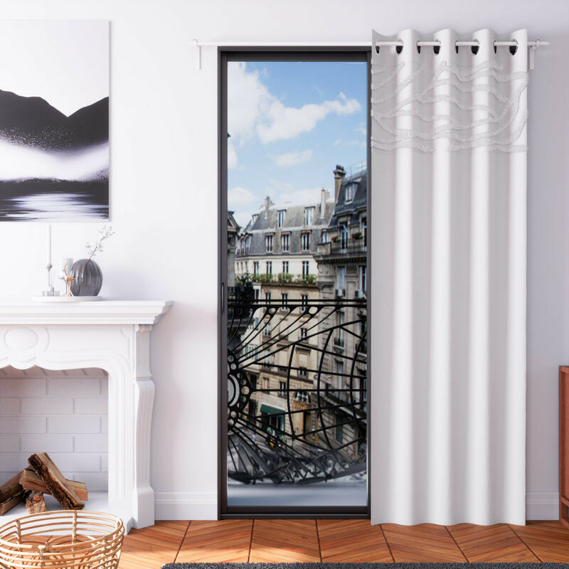 Soleil D Ocre - Rideau à oeillets 135x250 cm tuft blanc, par Soleil d'Ocre