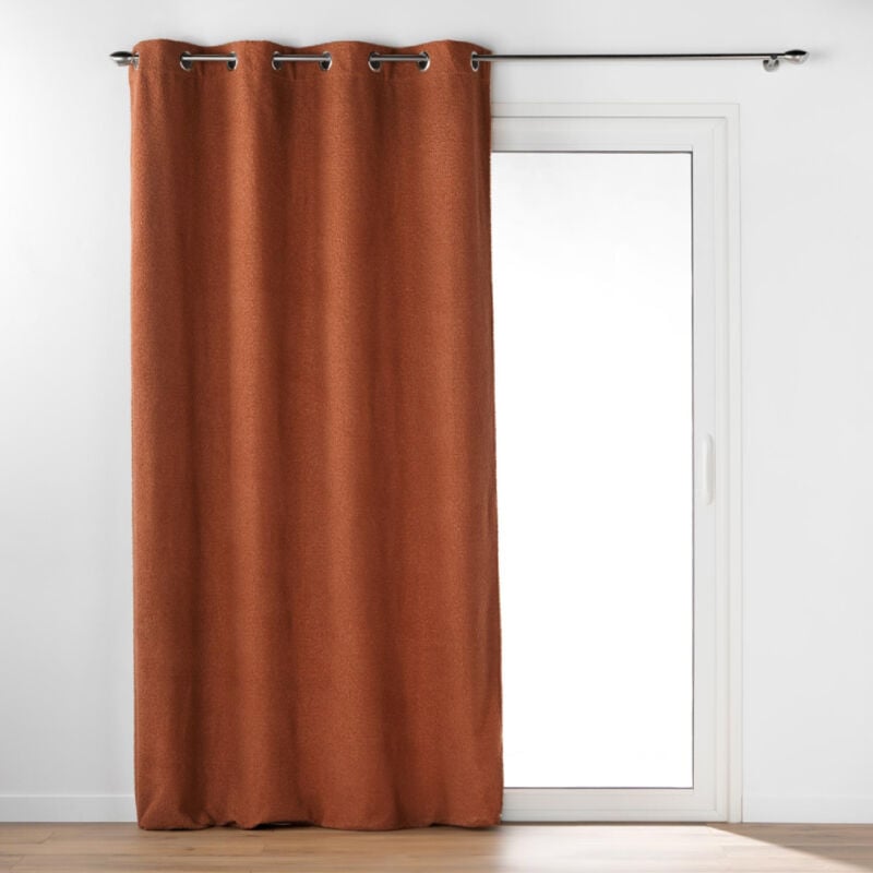 Rideau a oeillets 140 x 240 cm bouclette unie wooly Terracotta
