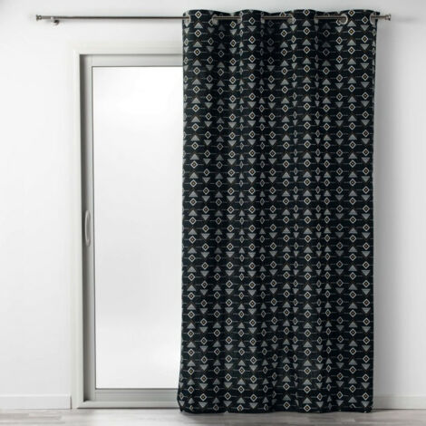Rideau à œillets 140 x 240 cm – Coton imprimé Letiko Noir