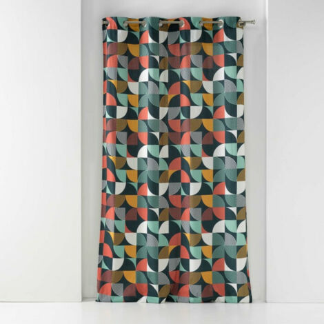 Rideau à œillets 140 x 240 cm coton imprimé – Rythmo Orange