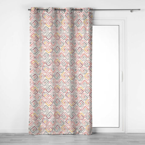 Rideau à œillets 140 x 240 cm – Coton imprimé ZOUALA – Motif graphique coloré
