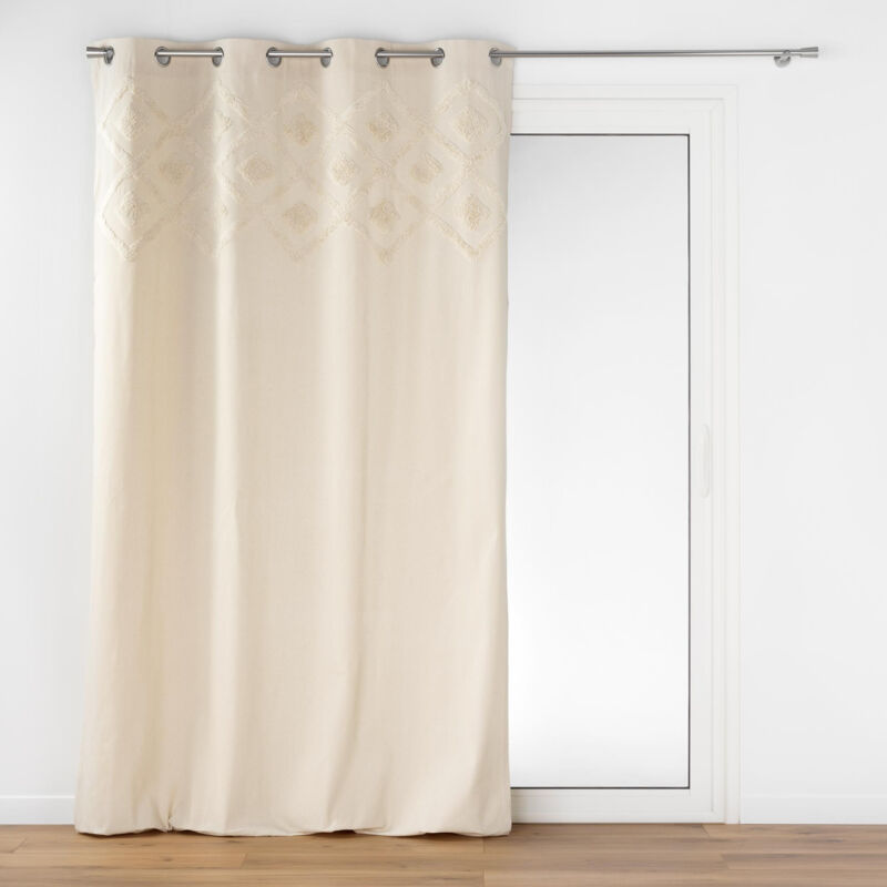 Rideau à œillets 140x240cm tufté inca - 140x240cm - Ecru