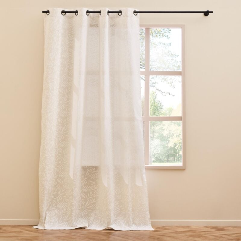 Rideau vintage feuillage tissé Naturel 140x240 cm