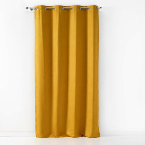 Rideau à Œillets 140 x 240 cm – Suédine Toucher Peau de Pêche – Sultane Jaune