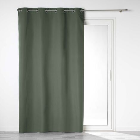Rideau a oeillets 140 x 260 cm 100% occultant/microfibre unie obscure Kaki