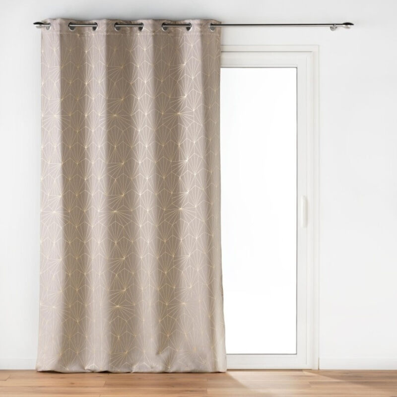 Rideau à Oeillets (140 x 260 cm) eclat Taupe, Occultant Imprimé Métallisé