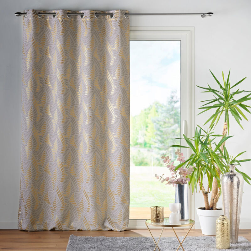 Rideau à Oeillets 140 x 260 cm Lyra Or, Occultant Imprimé Métallisé