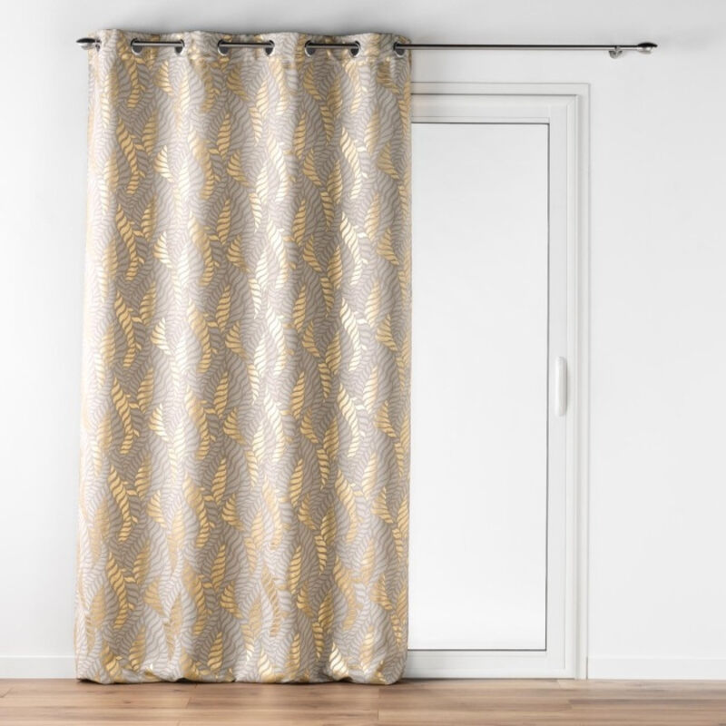 Rideau a oeillets 140 x 260 cm occultant Imprimé Métallisé Lyra Taupe