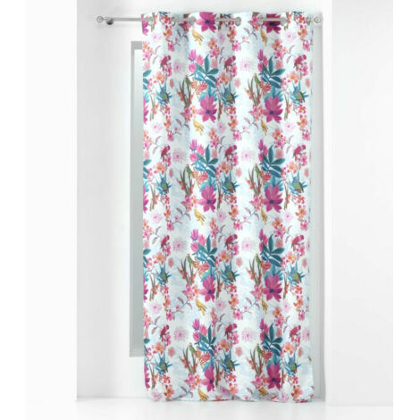 Rideau à œillets 140 x 260 cm – Polyester imprimé – Exotic Paradise Blanc