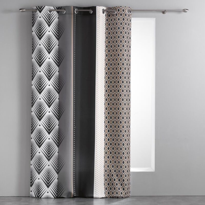 Rideau a oeillets 140 x 260 cm polyester imprime galileo Noir