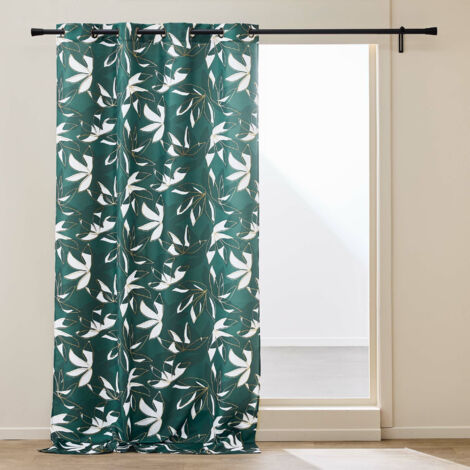 Rideau À Œillets 140 x 260 cm Polyester Imprimé Métallisé – Elsa vert