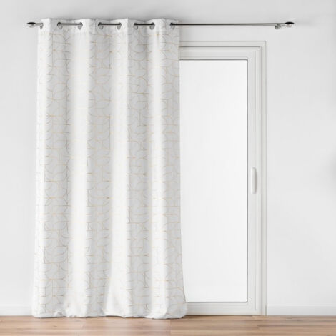 Rideau a oeillets 140 x 260 cm polyester imprime metallisé Louxor Blanc