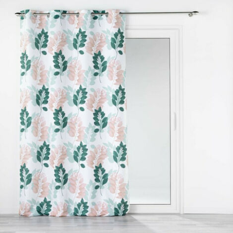 Rideau a oeillets 140 x 260 cm polyester imprimeé Belline Blanc/émeraude