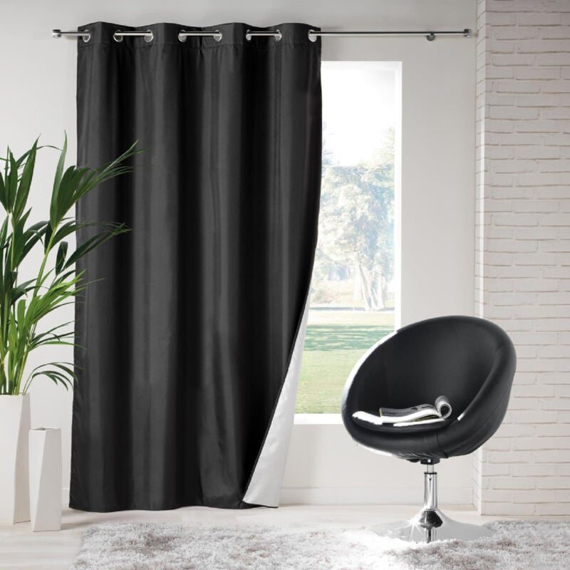 Rideau à Oeillets Icemount Thermique Uni Noir 140x260 cm