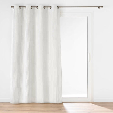 Rideau à œillets 140 x 260 cm – Velours relief côtelé – Modèle Nils Blanc