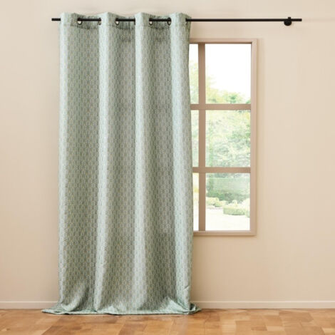 Rideau à œillets 140 x 280 cm en polyester imprimé métallisé – Piana Sauge