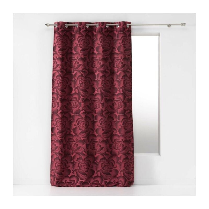 Rideau a oeillets 140 x 280 cm jacquard rosalina Bordeaux