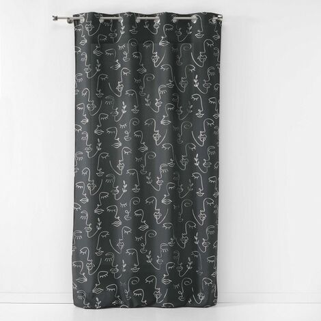 Rideau à œillets 140x260 métallisé Arty line anthracite argent