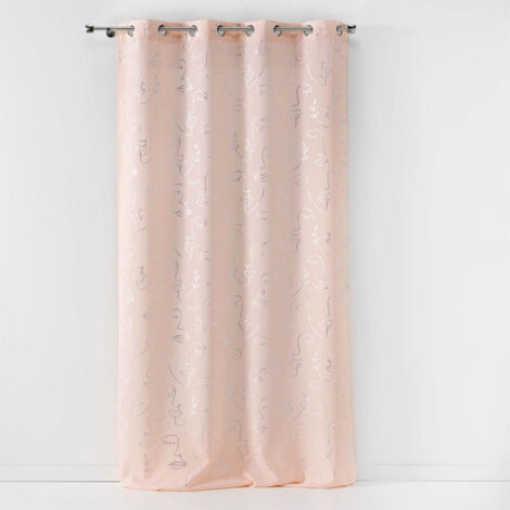 Rideau à Œillets "Arty Line" 140x260cm Rose & Argent