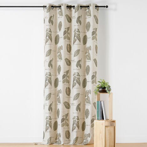 Rideau à Oeillets Botanique Vintage Vert 145x260 cm