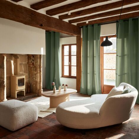 Rideau à oeillets dorés 135x280 cm MADURA - Vert de gris - MATIA