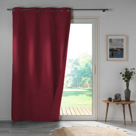 Rideau a oeillets double face 140 x 260 cm 100% occultant/satiné Obscure Bordeaux