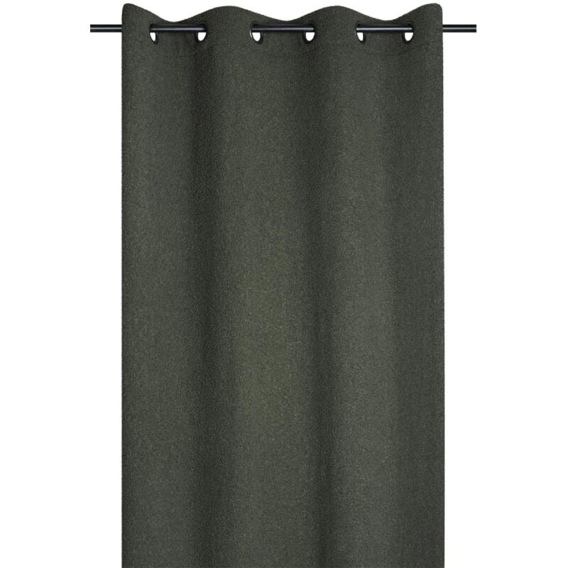Rideau à oeillets doux - Effet bouclette Kaki 140x260 cm