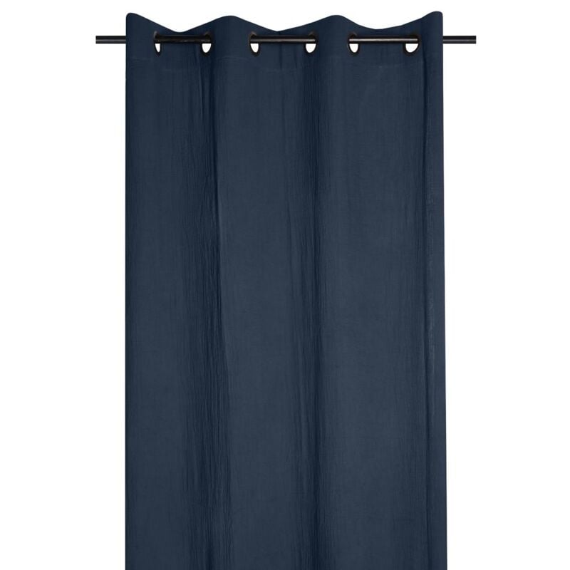 Rideau a oeillets en gaze de coton 140 x 260 cm Pop color bleu marine