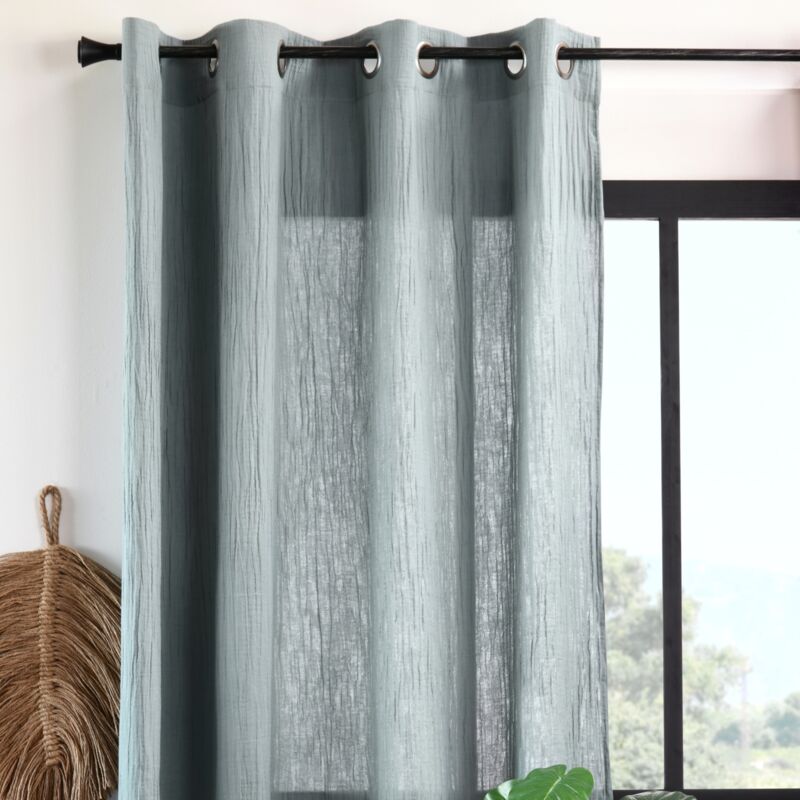 Rideau à oeillets en gaze de coton Sauge 140x260 cm