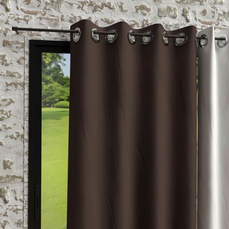 Rideau à oeillets en microfibre lavée 135x250 cm BOHEME brun, par Soleil d'Ocre