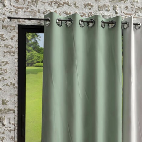Rideau à oeillets en microfibre lavée 135x250 cm BOHEME vert eau, par Soleil d'Ocre