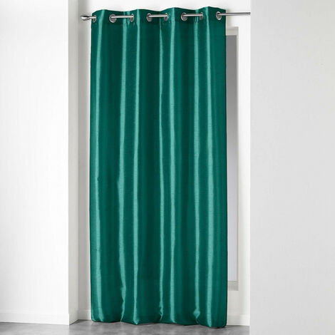 Rideau à oeillets en shantung Shana - Vert Emeraude - 140 x 240 cm - Livraison gratuite