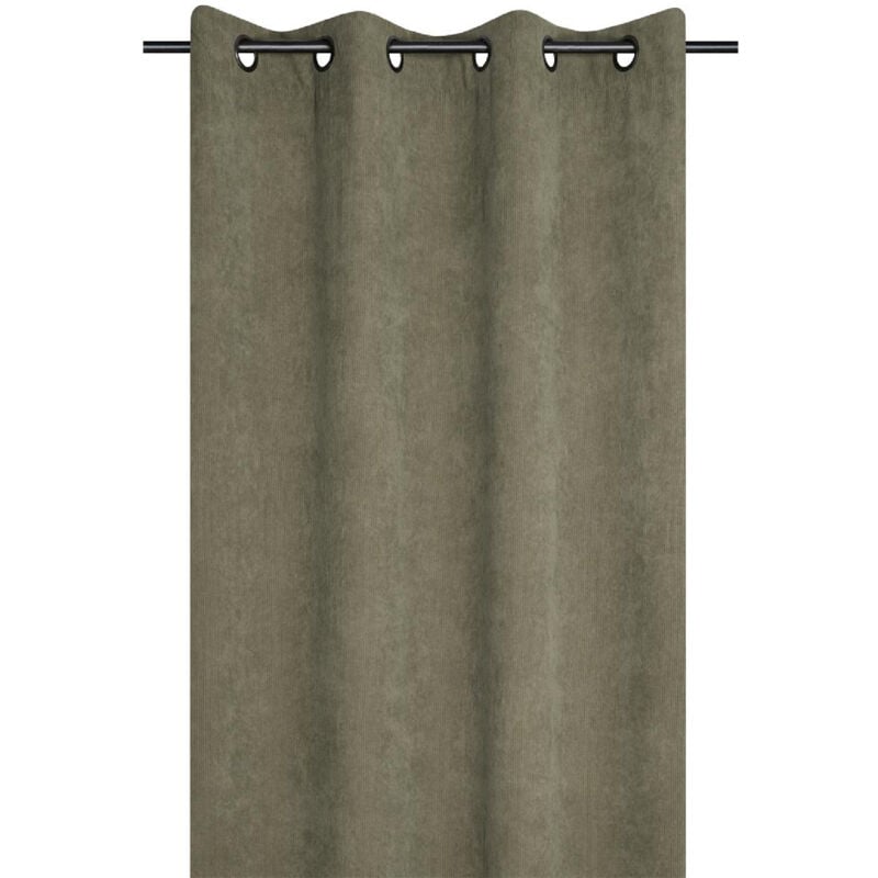 Rideau à oeillets en velours côtelé Kaki 140x260 cm