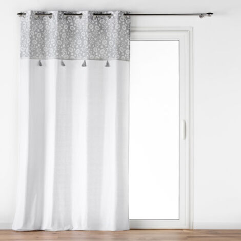 Rideau à Oeillets Fleurs Flavie avec Top Gris 140x240 cm