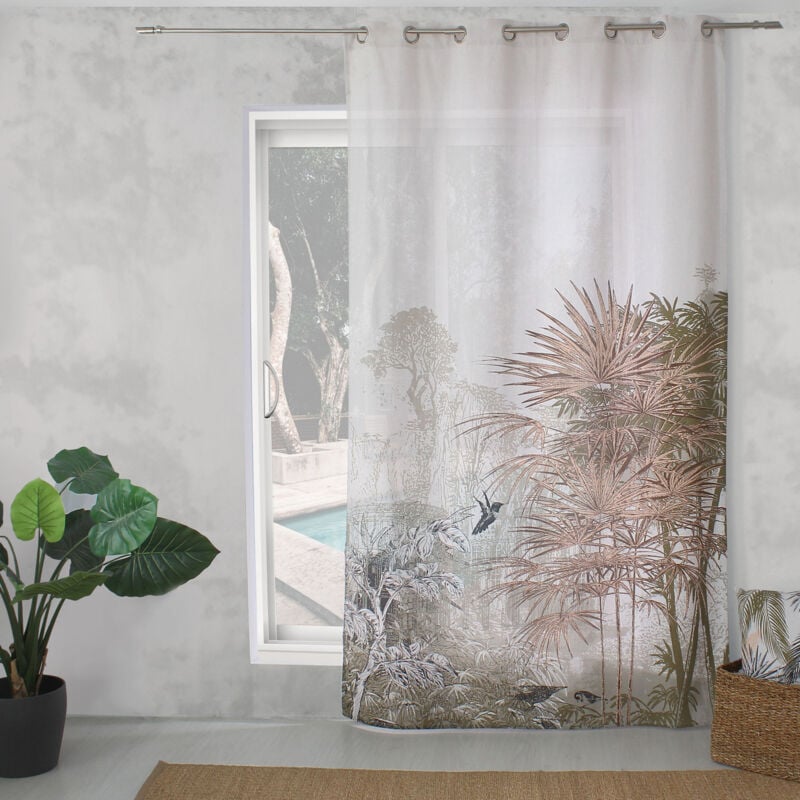 Rideau à oeillets imprimé nature Vert 140x240 cm