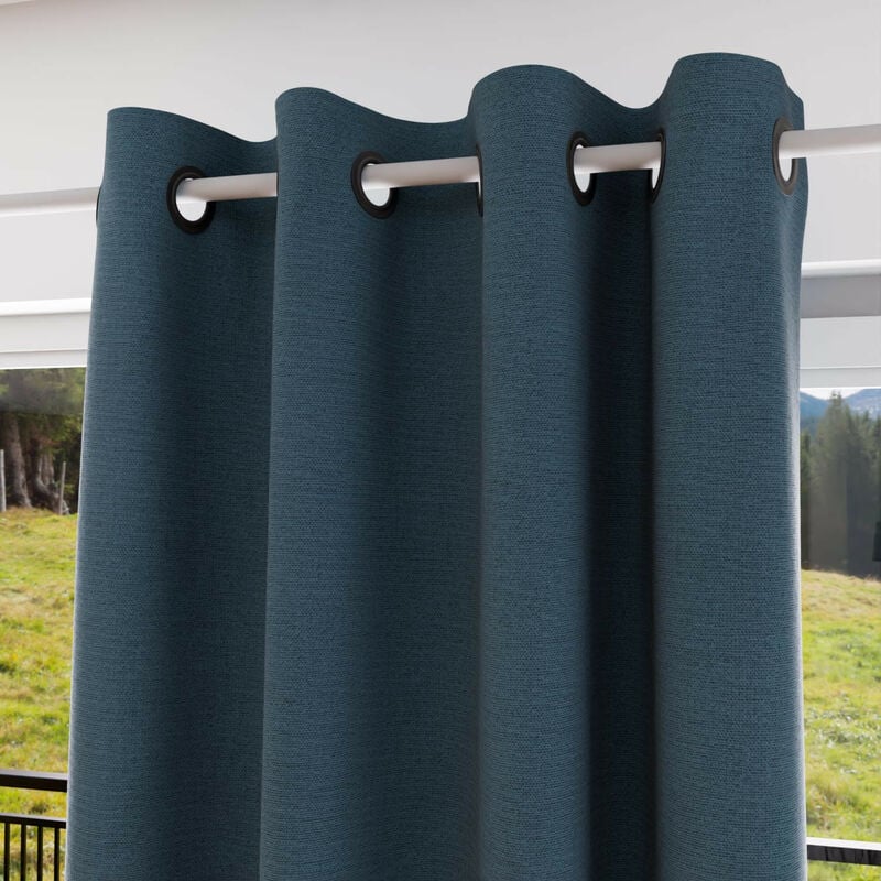 Rideau à oeillets Isolant et 100% Occultant 135x180 cm eclipse bleu canard, par Soleil d'ocre