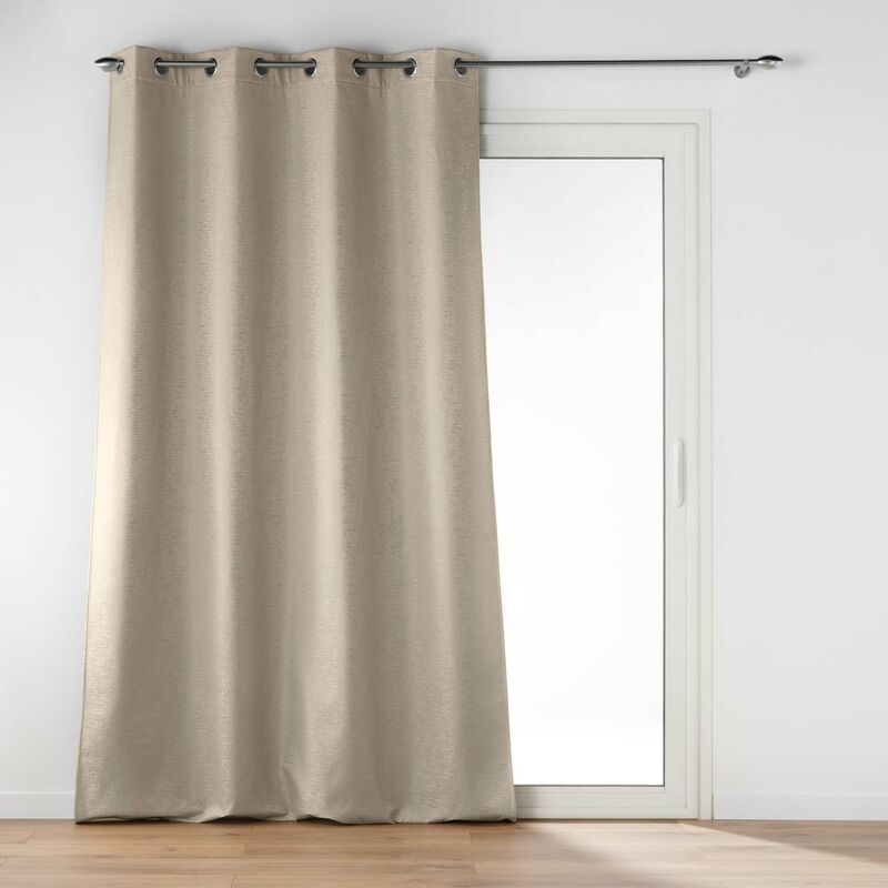 Rideau à œillets isolant jacquard beige 140x260