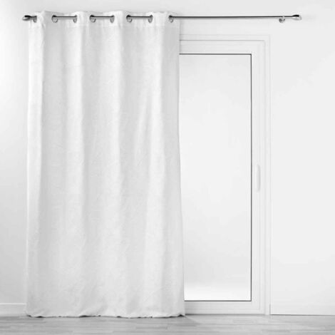 Rideau à Œillets Jacquard "Floriss" 140x260cm Blanc