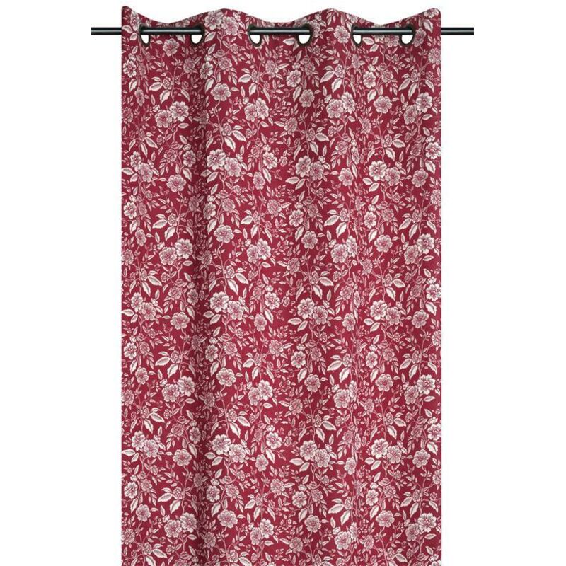 Rideau à oeillets motif fleurs Rouge 140x260 cm