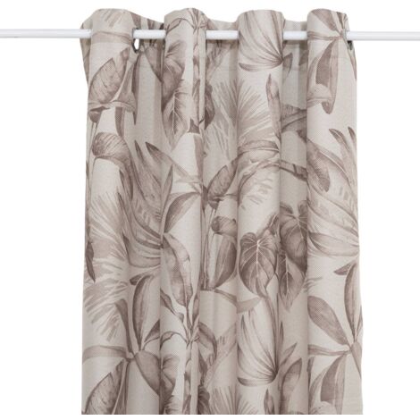Rideau à Œillets Occultant Beige Lin à motifs 135 x 260 cm - Atmosphera