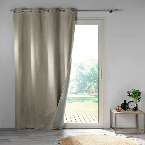 Rideau à œillets occultant jacquard 140x260 cm Darko noisette