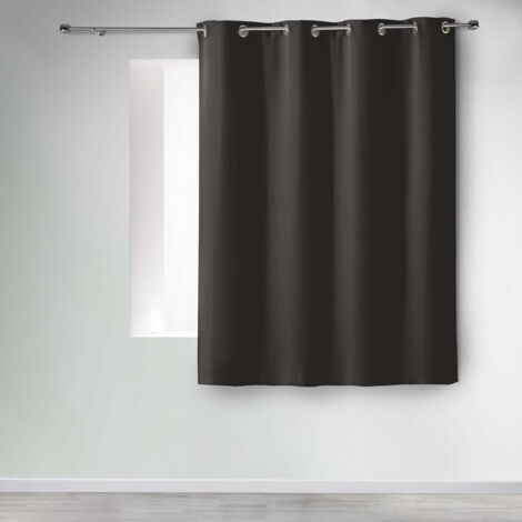 Rideau à œillets occultant uni petite hauteur 140 x 180 cm - Noir