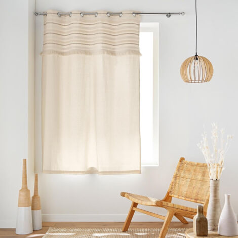 Rideau a oeillets petite hauteur 140 x 180 cm 100% coton Atlas Naturel