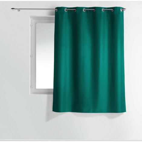 Rideau à œillets petite hauteur 140 x 180 cm – polyester uni essentiel – Emeraude