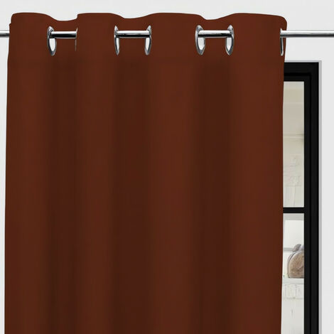 Rideau à oeillets pur coton 135x250 cm PANAMA brique, par Soleil d'Ocre