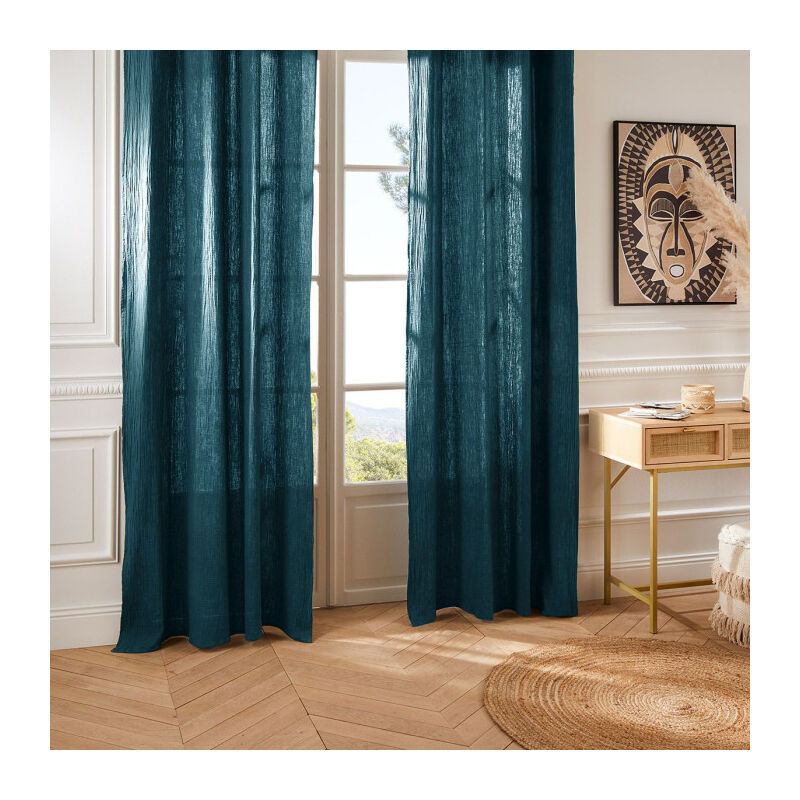 Rideau à Oeillets 'Santana' 130x260cm Bleu Pétrole