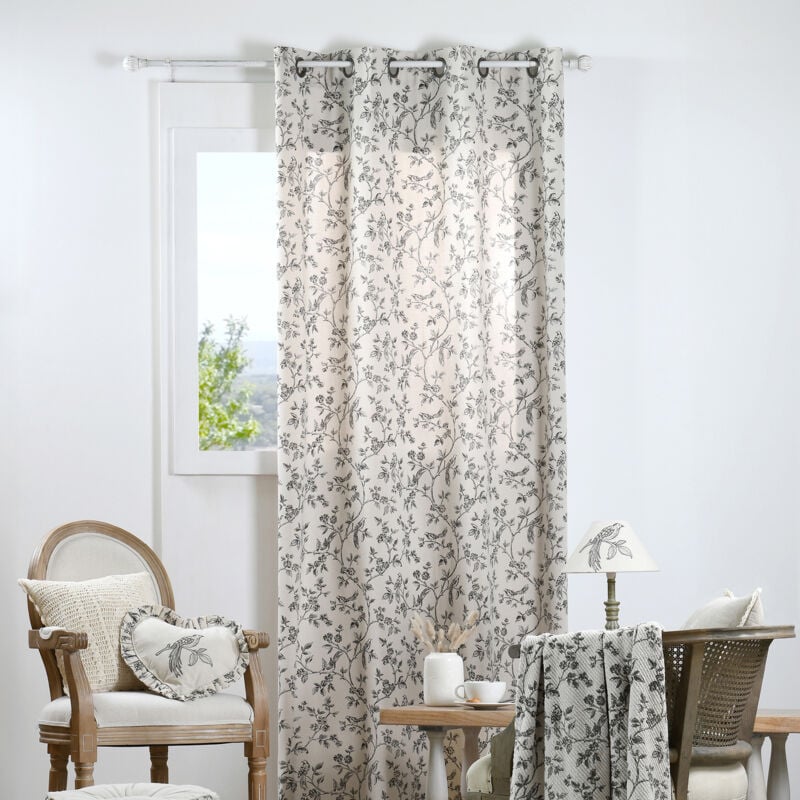 Stof - Rideau à oeillets style campagne Ecru 140x260 cm