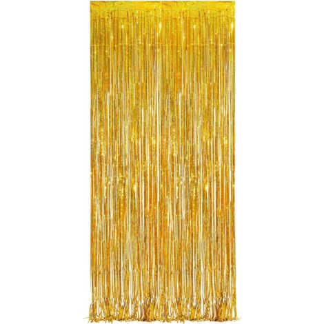 Rideau à paillettes - Rideau de fête - Rideau métallisé - Décoration de fête - Fond - Idéal pour les fêtes - Or - 1 x 2,5 m