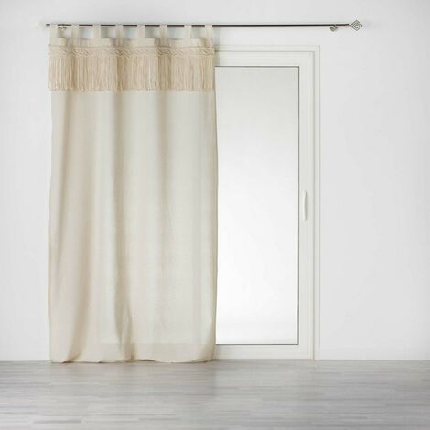 Rideau à passants 140x240 uni top macramé Samaya polycoton