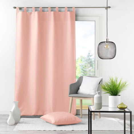 Rideau à passants 140x260 cm – uni rose poudré – polyester Essentiel